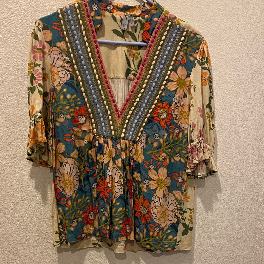 Anthropologie bl-nk v neck shirt size petite medium